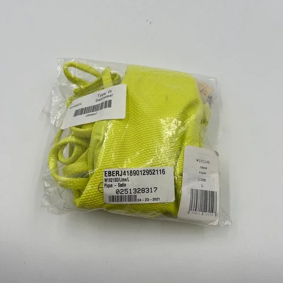 Eberjey Sadie Pique Side Tie Bikini Bottom Lime Green Textured W1921SD - Size L - Picture 7 of 7